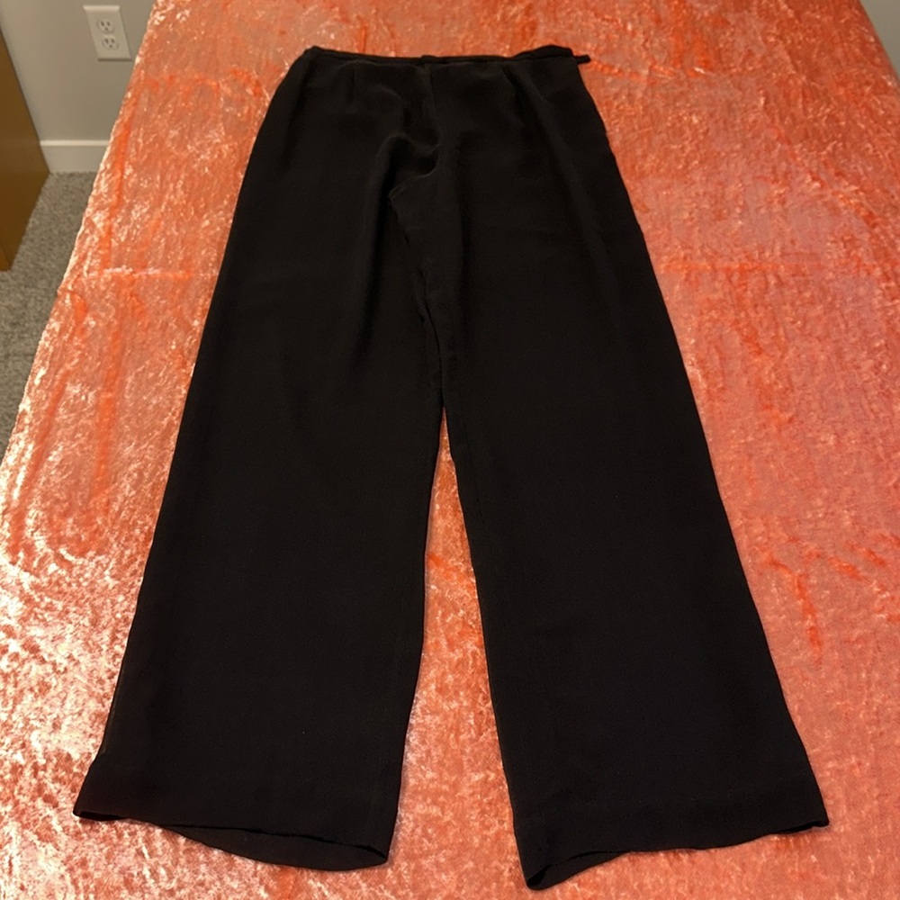 NWOT Valerie long light black pants 100% silk Crepe de Chine fully lined size S - Picture 2 of 14